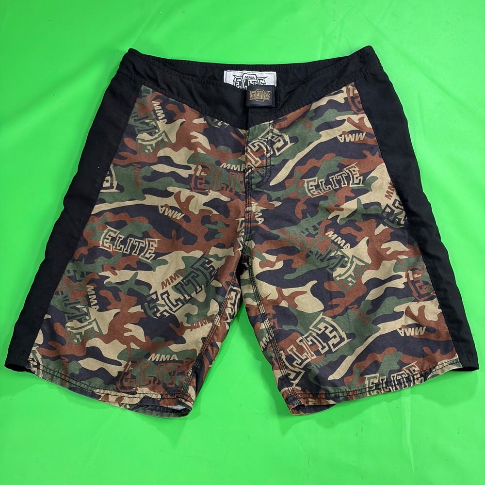 MMA Elite Board Shorts Mens M Camo Logo Graphic Training Combat Trunks Y2K-style